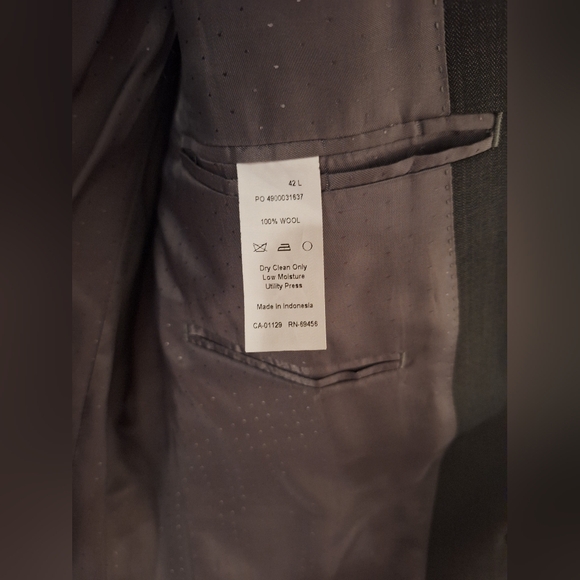 Calvin Klein Dark Grey Blazer - Men's 42L Slim Fit 100% Wool EUC - Picture 4 of 5